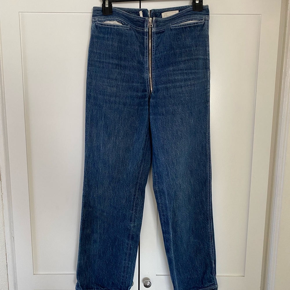 Lorod dark denim jeans with exposed zipper